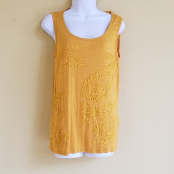 Max Jeans Tops - 🚫SOLD🚫 Max Jeans Yellow Embroidered Tank Top